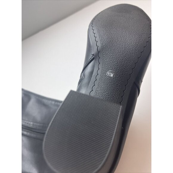 CHARTER CLUB Women's Block Heal Boots Black Y2K Zip-Up Faux Leather 11 New NIB - Picture 9 of 11